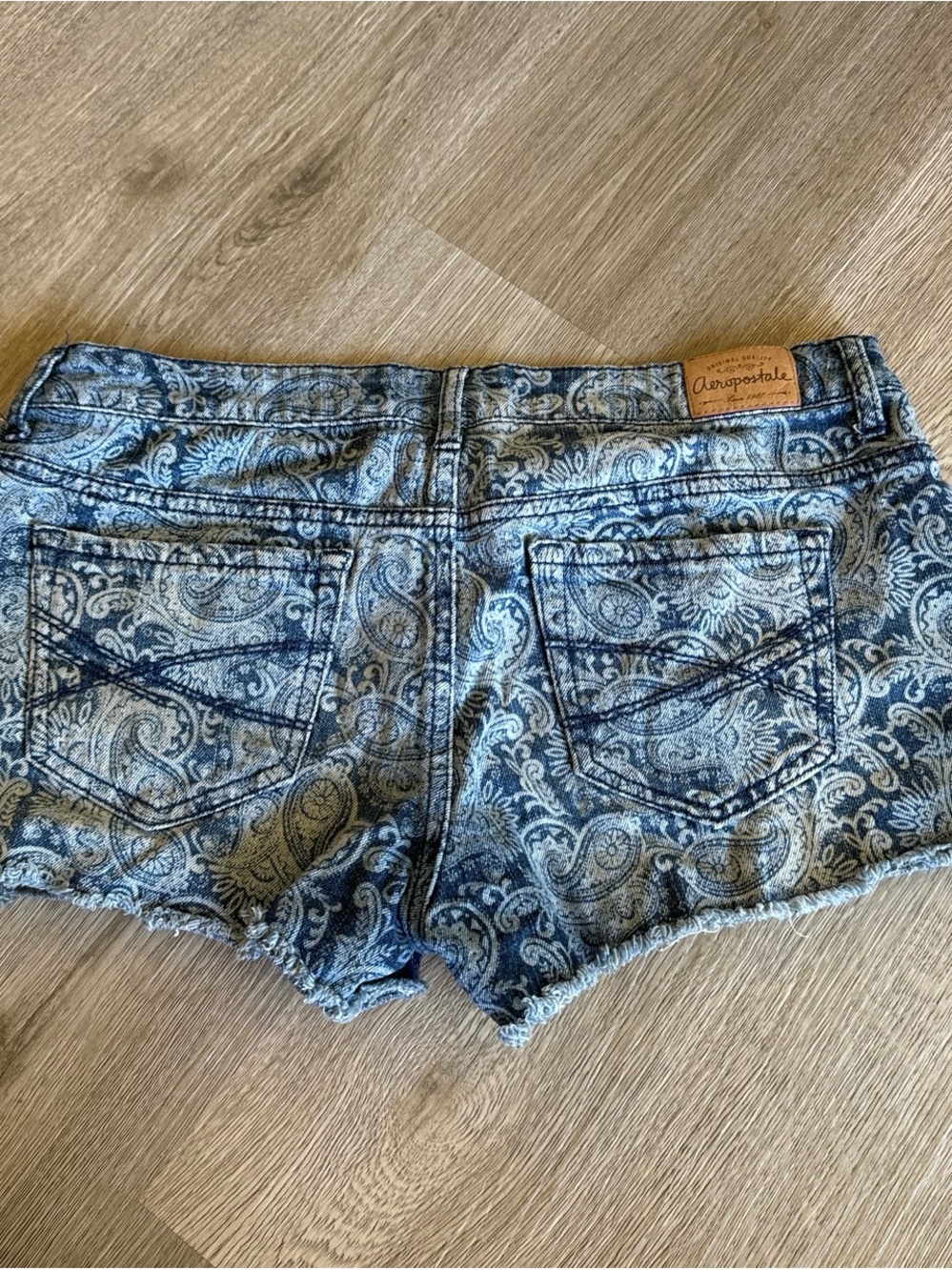 Aeropostale Blue Paisley Denim Cutoff Shorts
